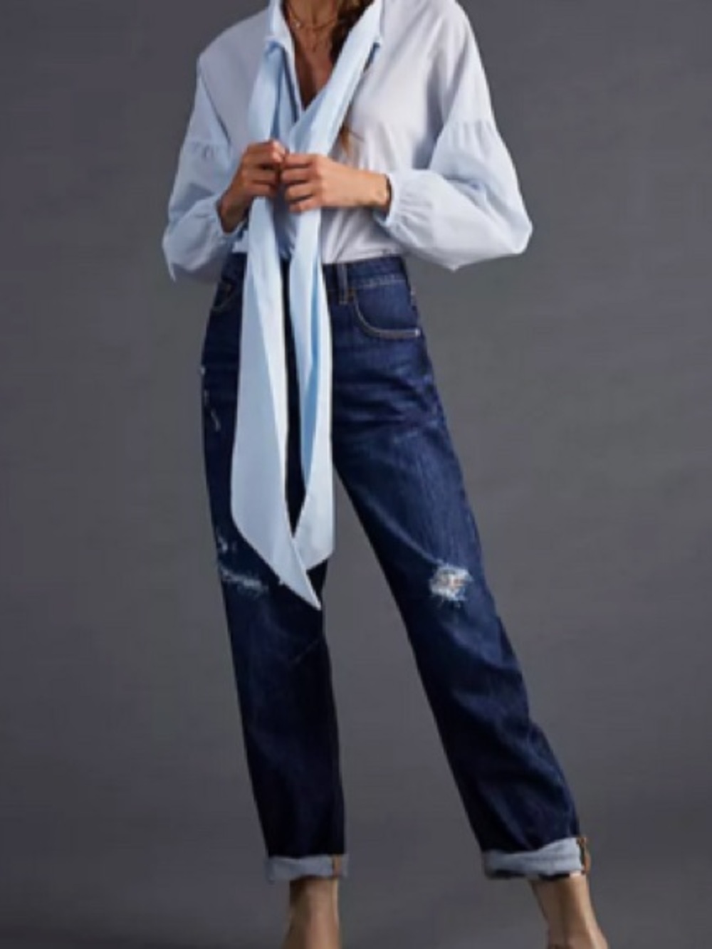 Pilcro  Dark Blue Distressed Boyfriend Jeans